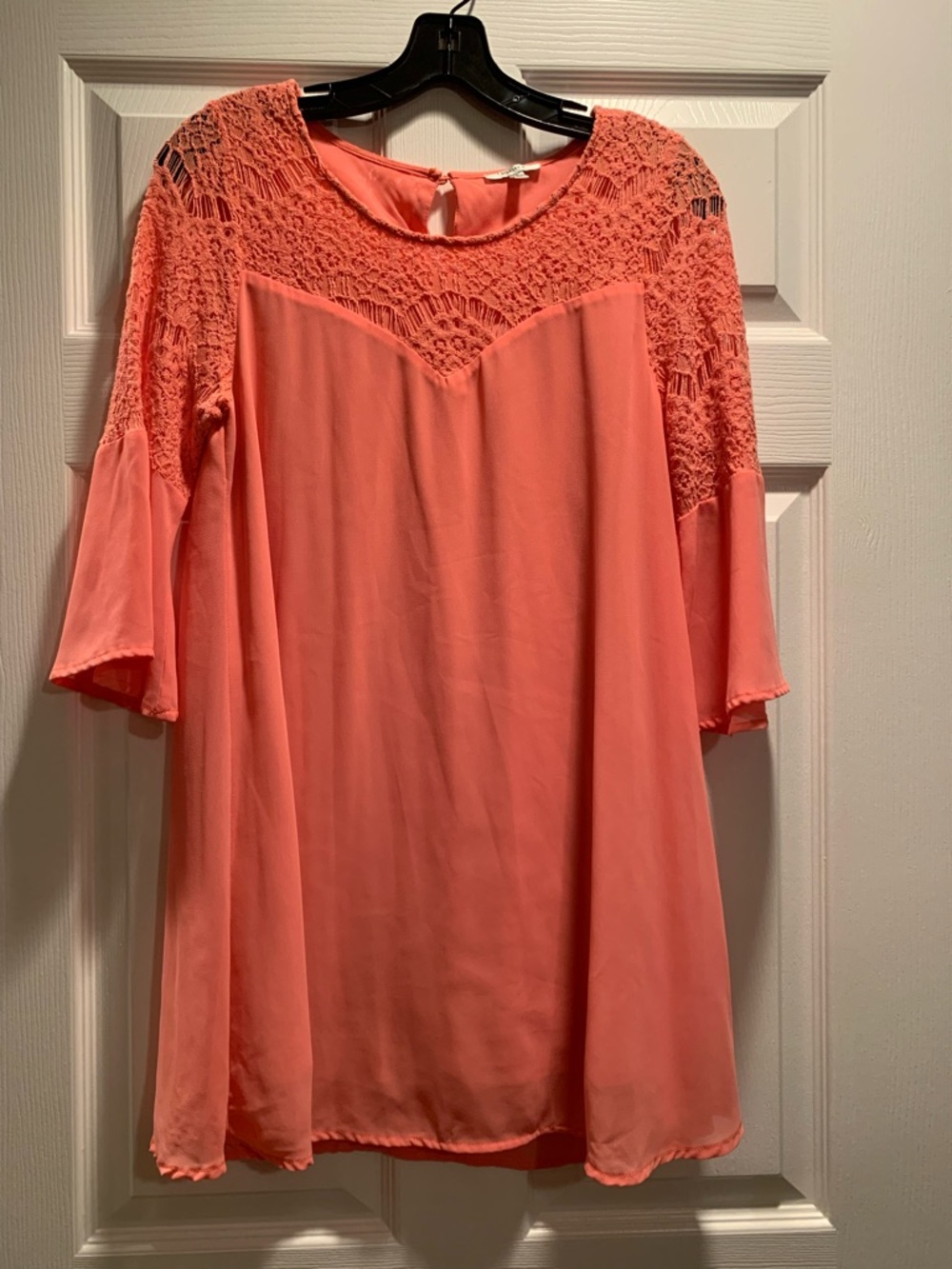 JODIFL Coral Crochet Yoke Dress